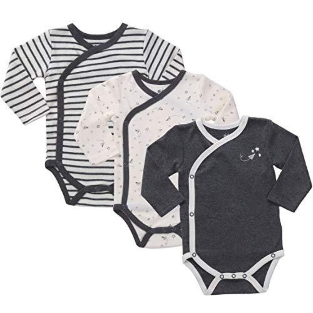 Asher & Oliva Long-Sleeve Bodysuits 3-Pack - 6 Months Babywear With Cute Pattern